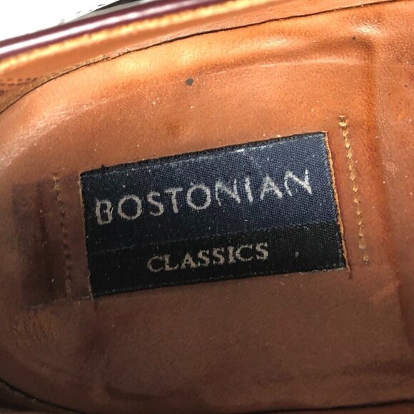 BOSTONIAN CLASSICS Burgundy Leather Tassel Kiltie Wingtip Brogue Slip Ons 10.5 M - Picture 7 of 14